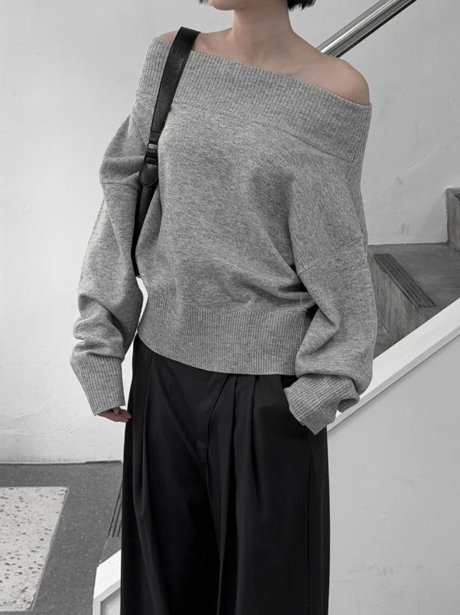 Leno One-Shoulder Off-Knit Top