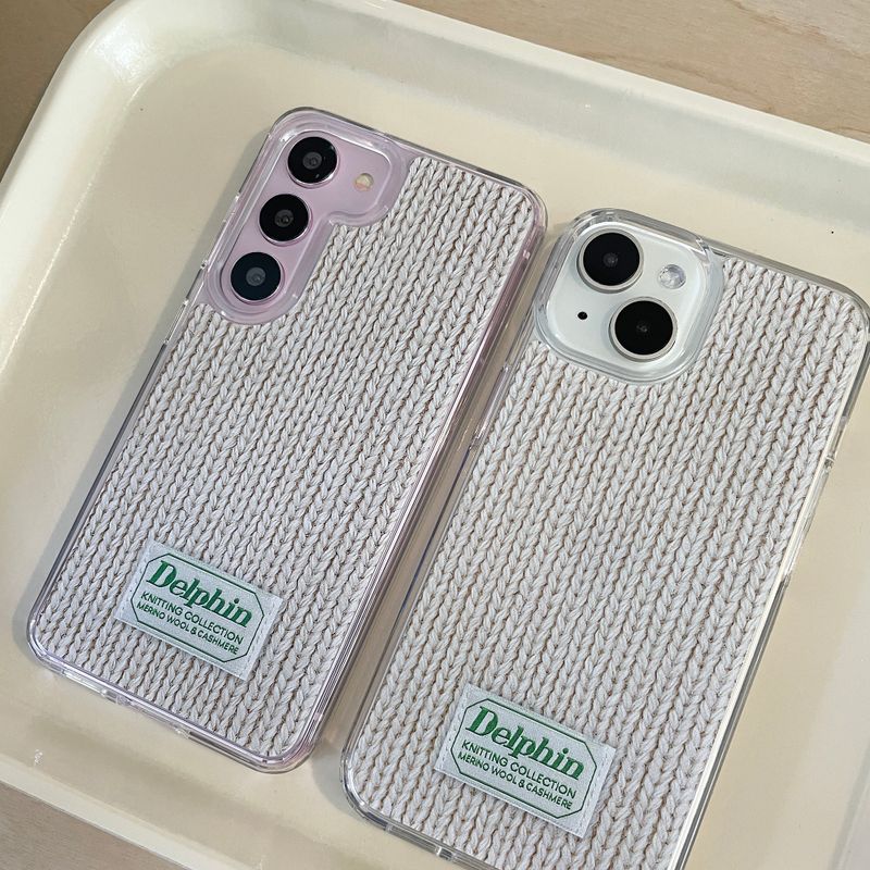 LABEL KNIT HARD JELL CASE_IVORY