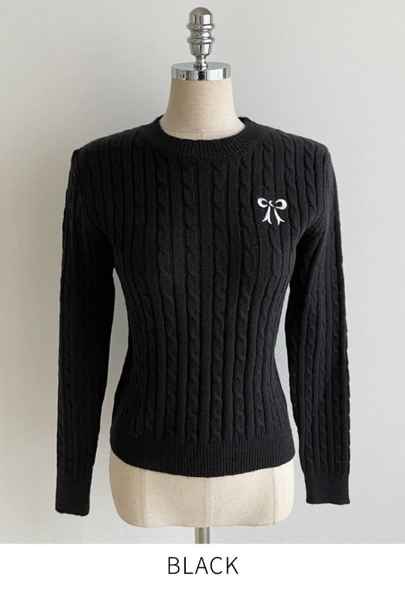 Zeno Ribbon Embroidery Cable Knit