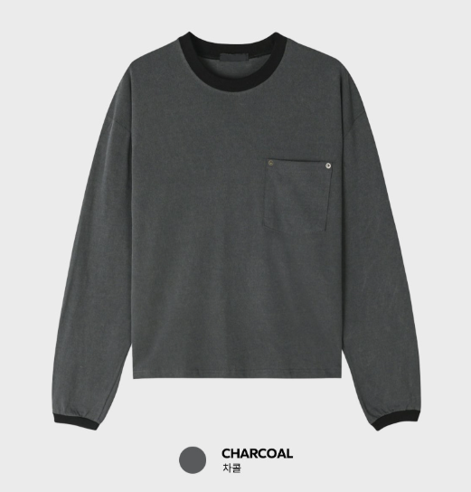 Aaron Cropped Pigment Rivet Ringer Long Sleeve