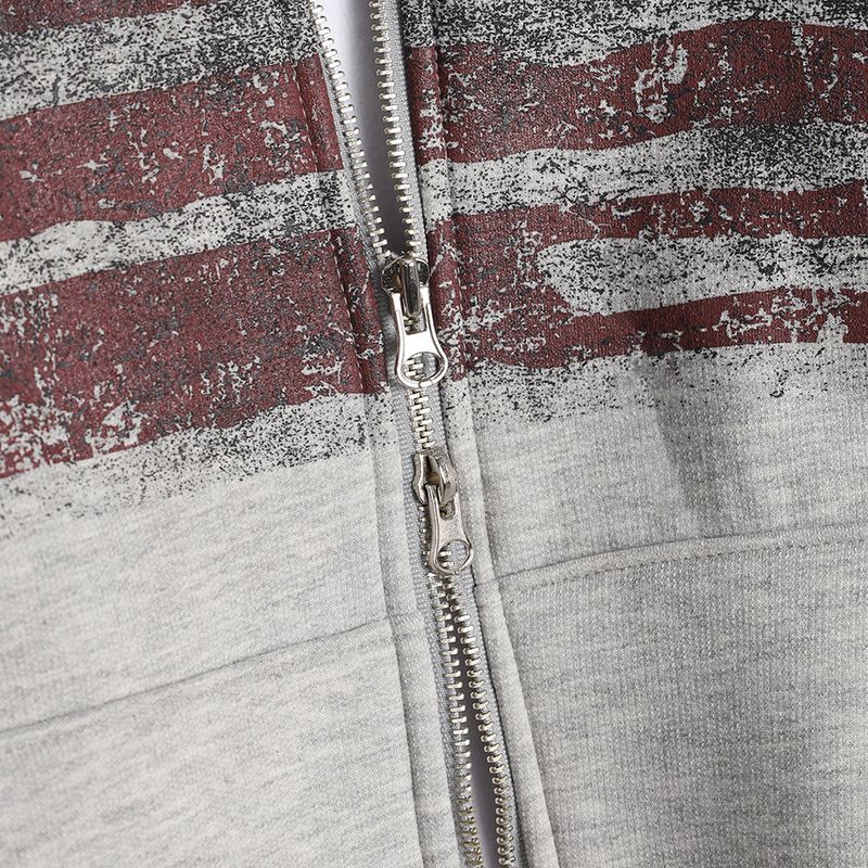 Flag Crop Napping Zip-up Hoodie