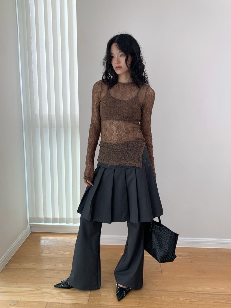 Fake Pleats Skirt Casual Pants