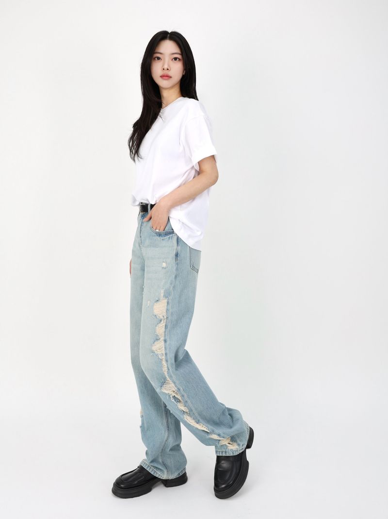 TEEN DESTROYED SLIM WIDE DENIM code 26231