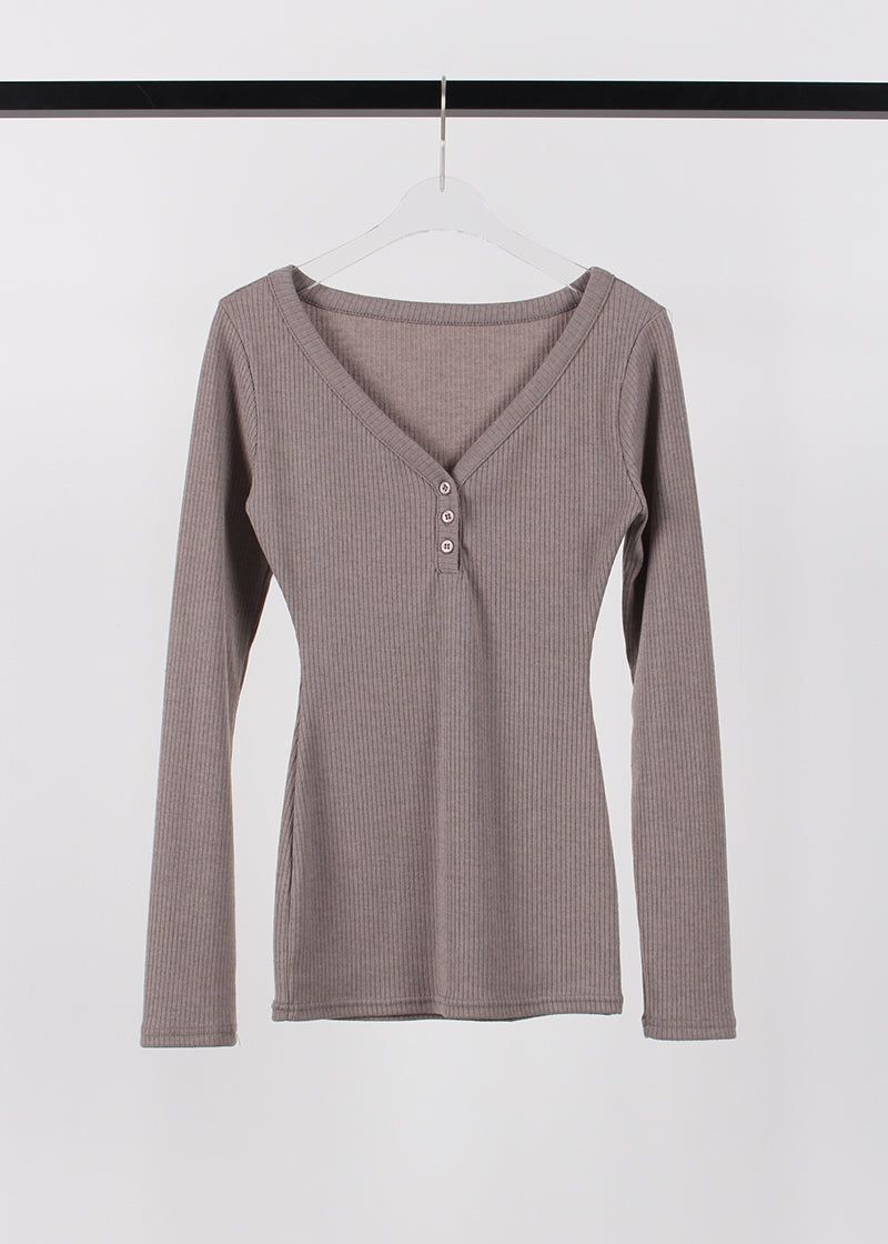 RIB BUTTON LONG TEE