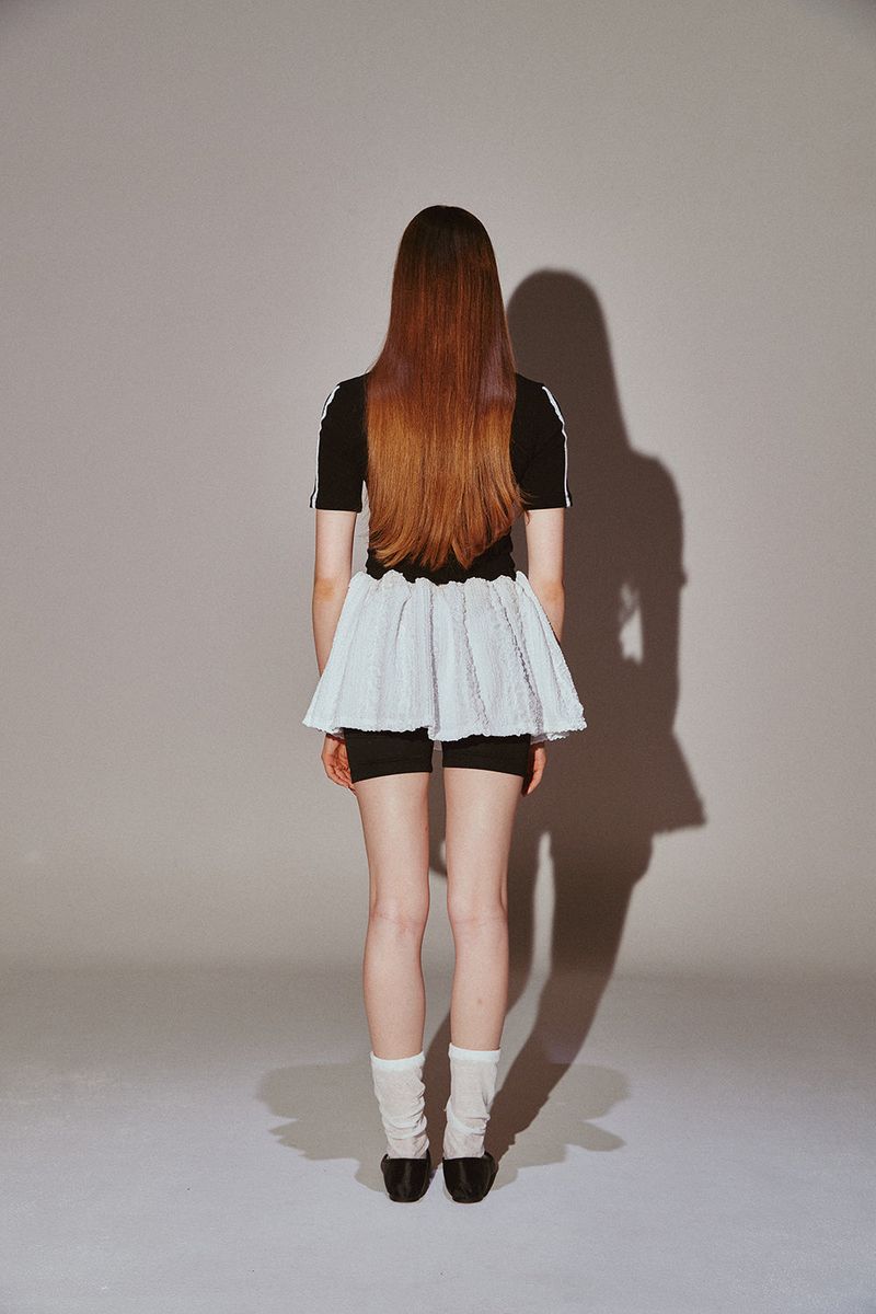 Frill Mini Shirring Skirt White