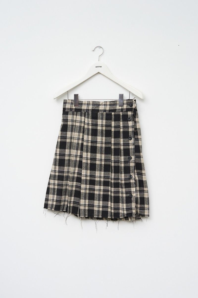 (W) Kite Cutting Checked Skirt