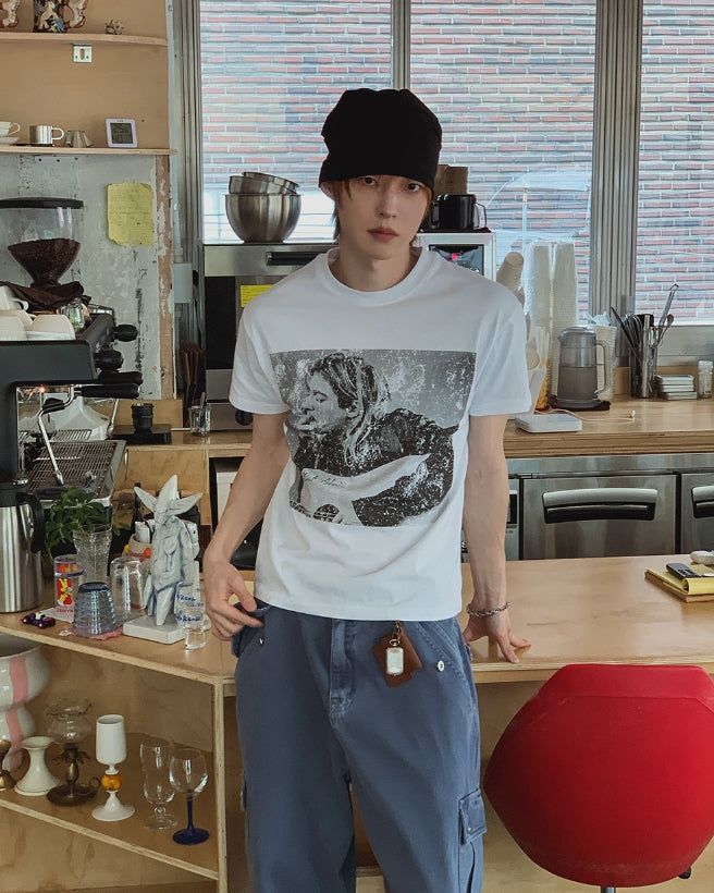 Grunge Vintage Photo Print Short Sleeve T-shirt