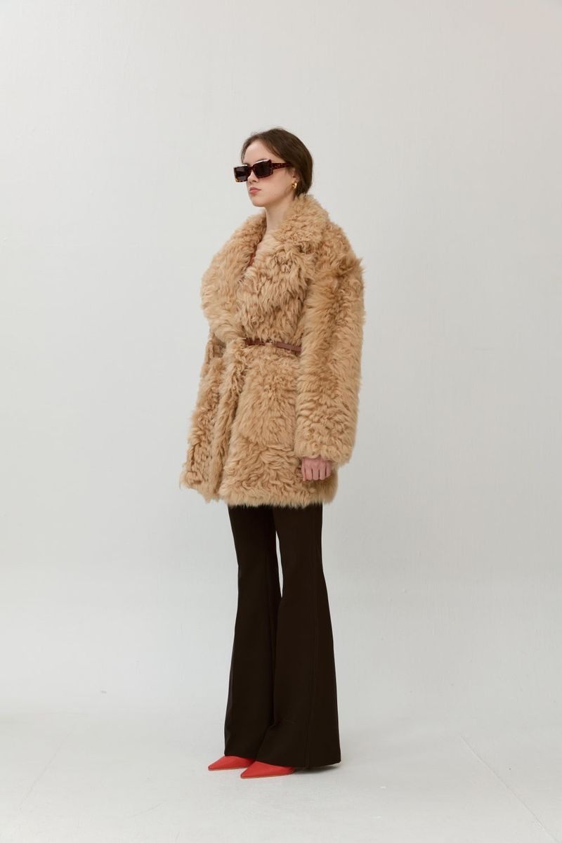Reversible shearling coat