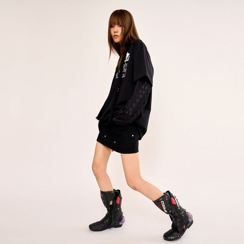 Layered T Shirt - Black