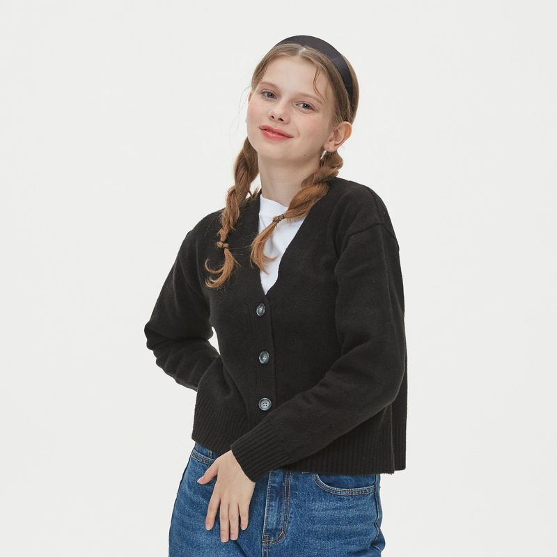 WOOL CROP KNIT CARDIGAN_BLACK