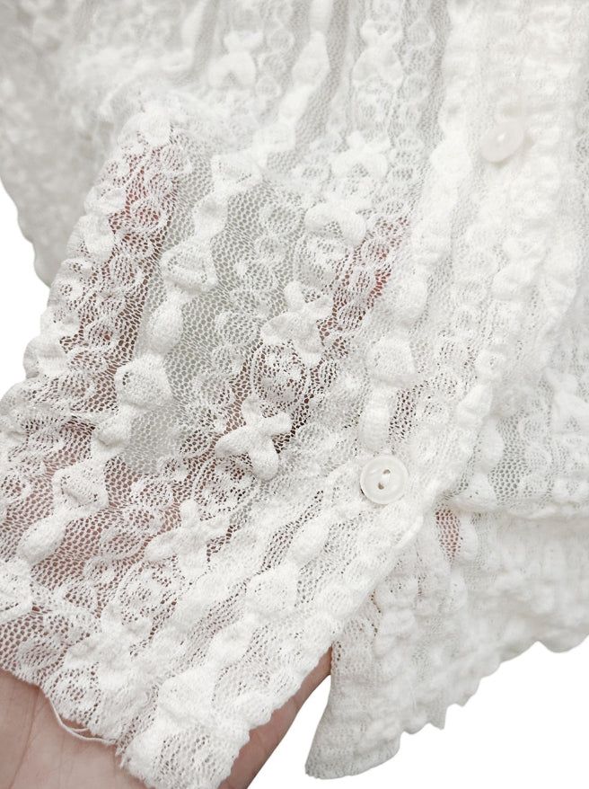 Lay See-through Embossed Lace Cardigan