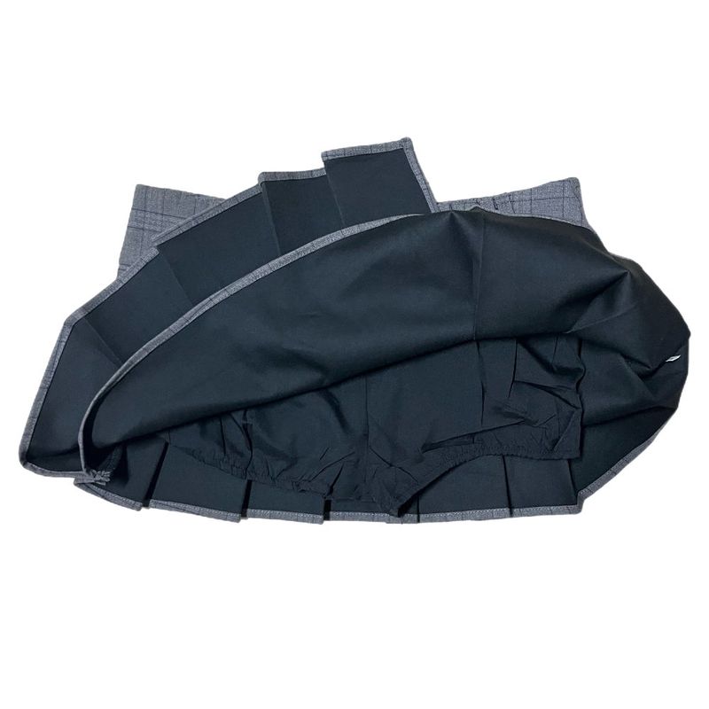 Wrap Check Pleated Mini Skirt