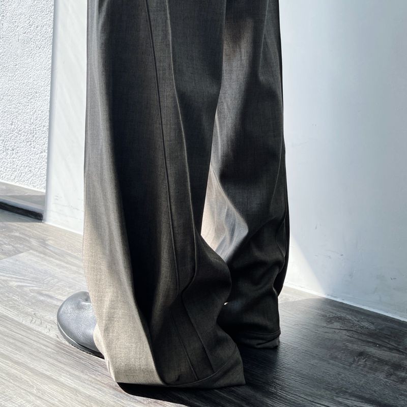 Drape Seam 3D Straight Floor-Length Pants