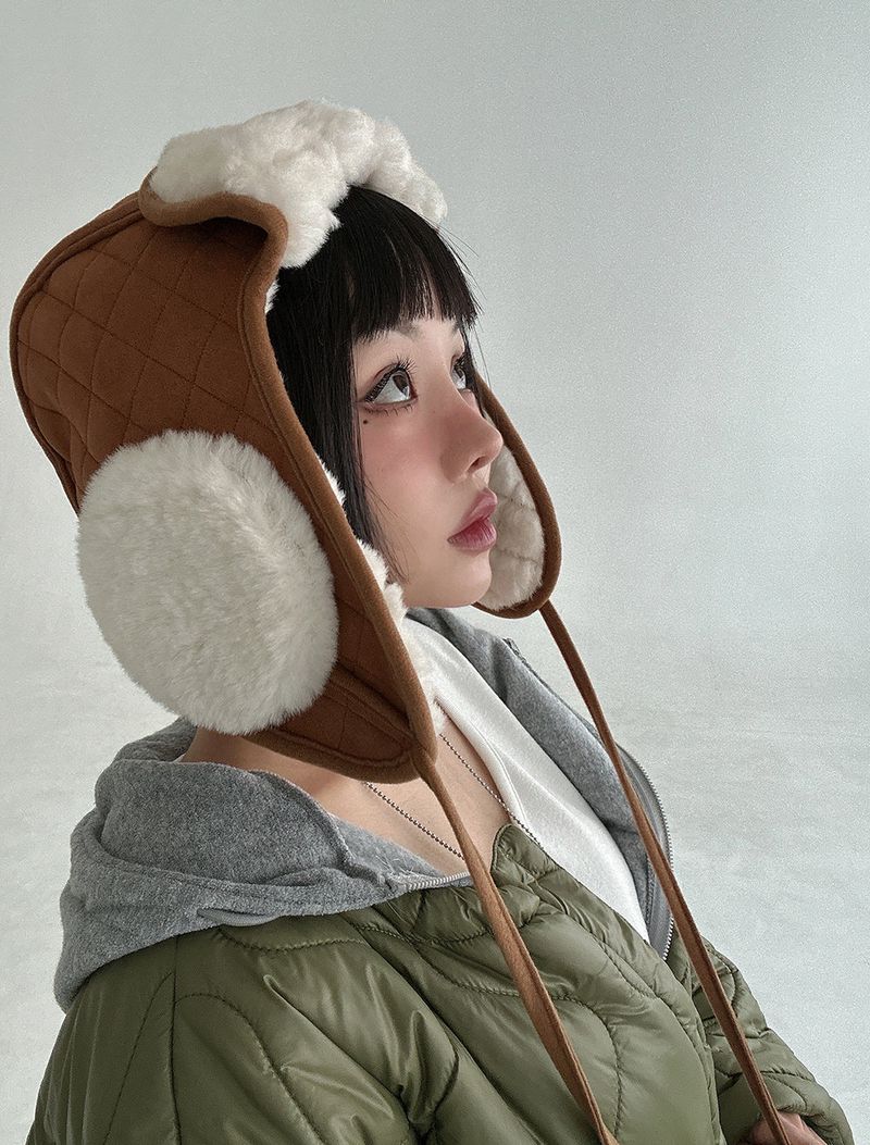 Camel quilting quilted earring truffler hat