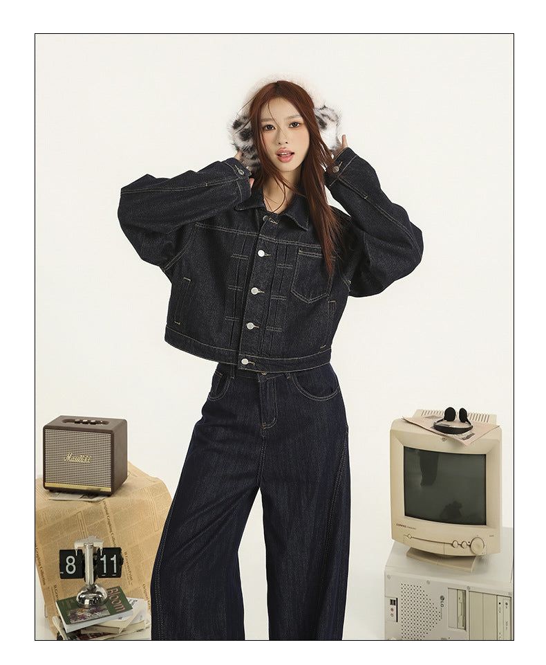 Retro Tie-back Denim Jacket