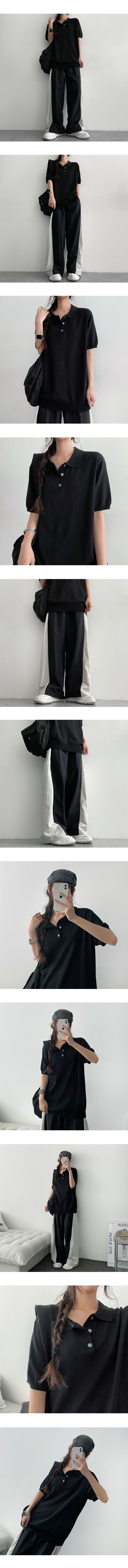 Fleonilon Color Banding Wide Pants