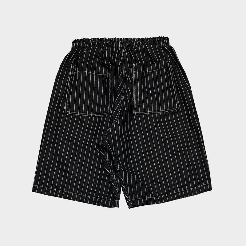 stripe denim shorts_black