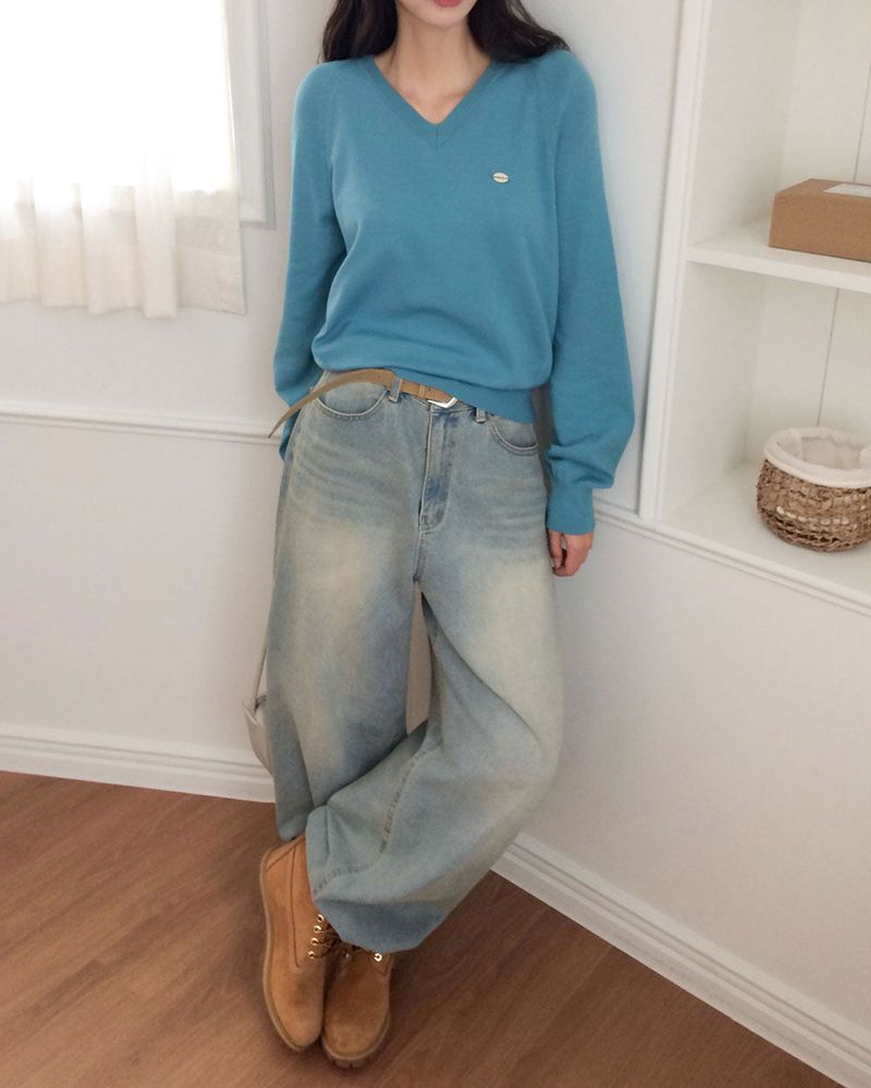 Caramel Color V-Neck Knit