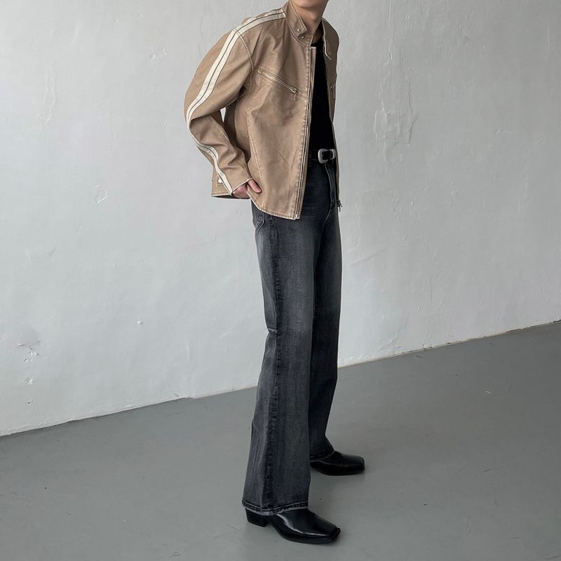 MG608 All Brush Back Slit Bootcut Denim