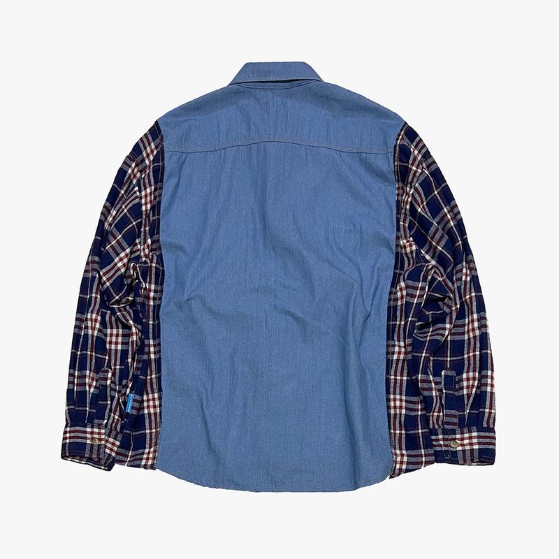 check block denim shirt_blue