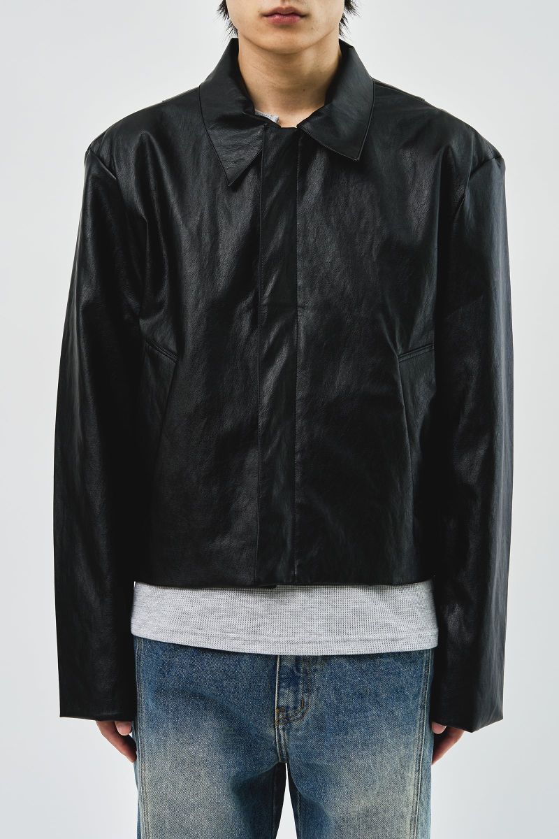 Tom Cropped Leather Jacket (2color)