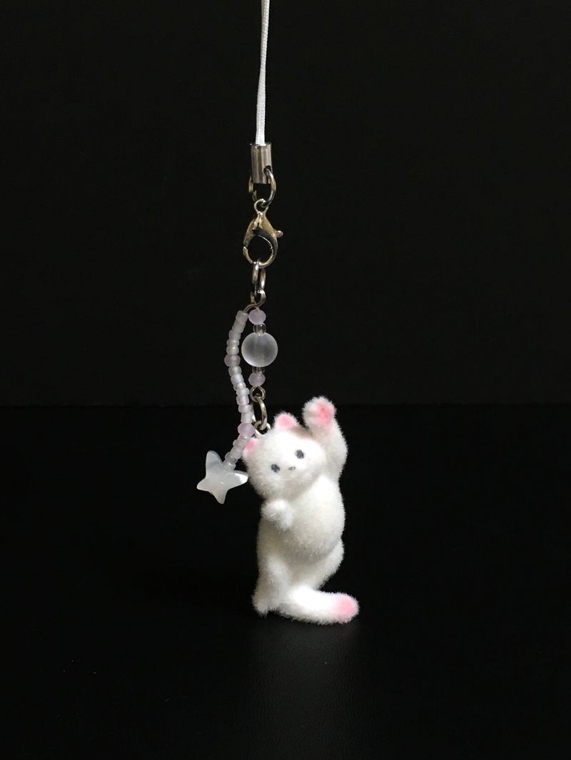 Cotton candy cat keyring