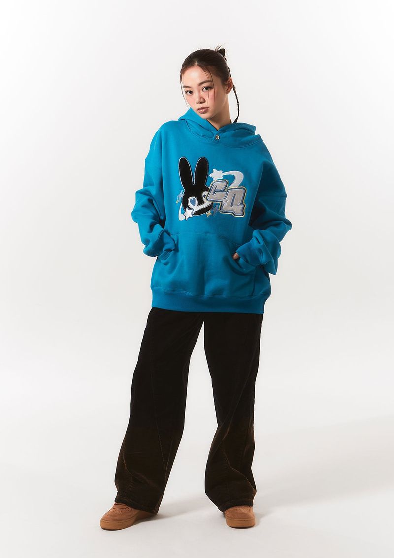 fur bunny planet hoody - blue