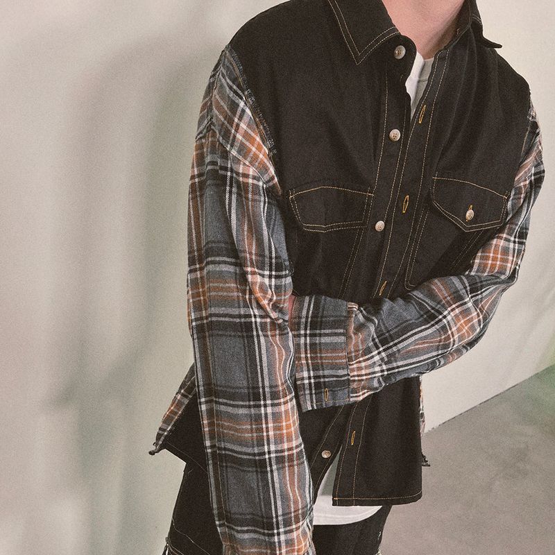 check block cotton shirt_black