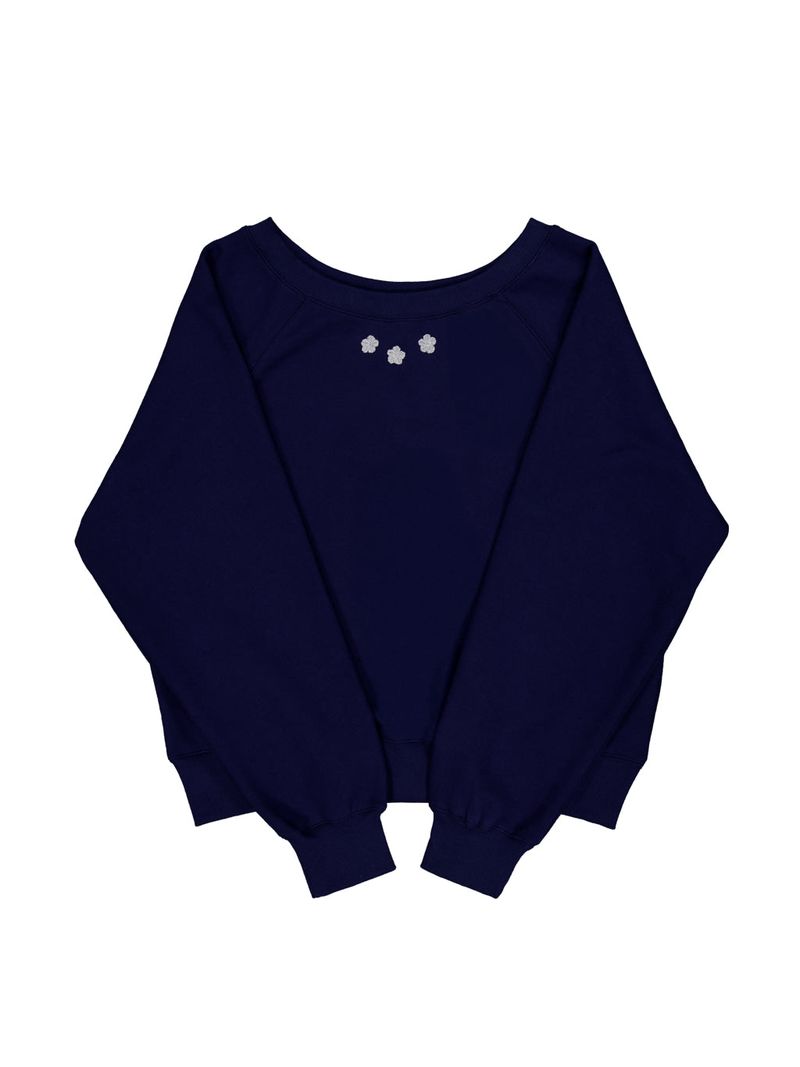 U-Neck Crochet Sweatshirt (Navy)