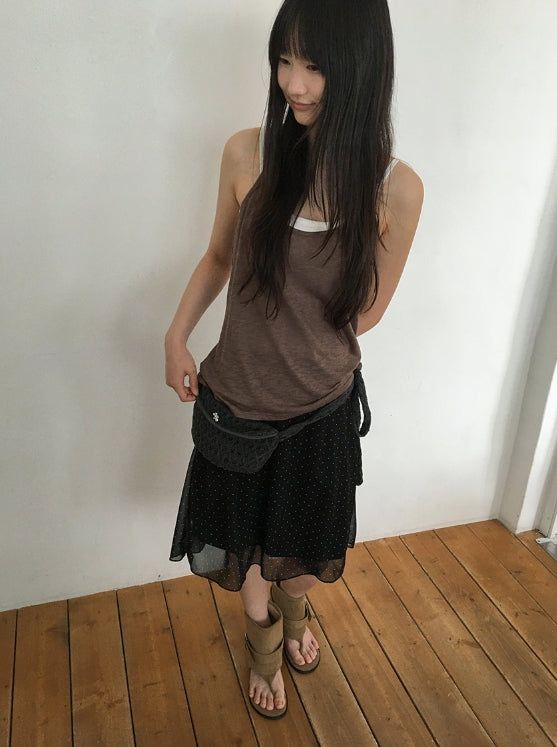 Myohil Slub Layered Sleeveless Bustier