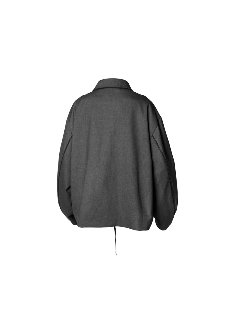 RELABEL Spatial Relations (Edges) Large Collar with Lace Trim Double-Breasted Slanted Placket Silhouette Jacket