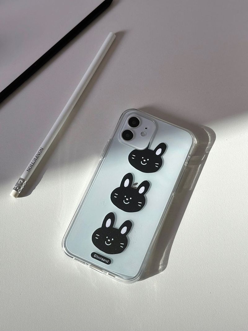 bora and(ボラアンド)の「Three black bunnies jelly case (iphone case)(Smartphone Accessories)」