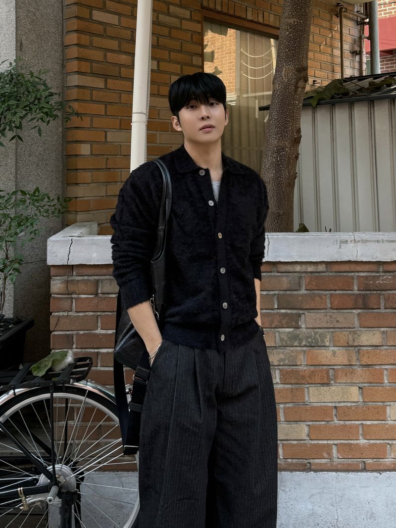Porter herringbone denim slacks
