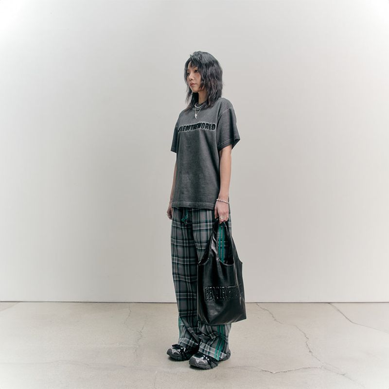 PEOPLEOFTHEWORLD(ピープルオブザワールド)の「Compatible Check Banding Pants (GRAY)(Pants)」