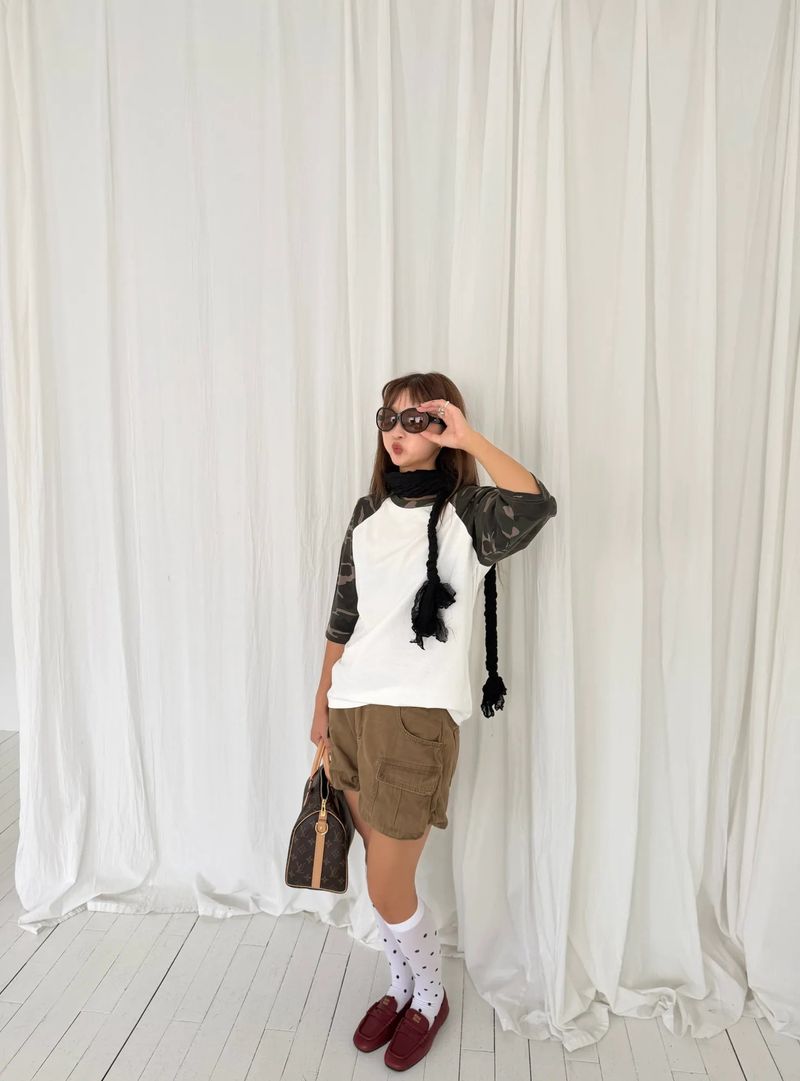 Camo raglan sleeve T