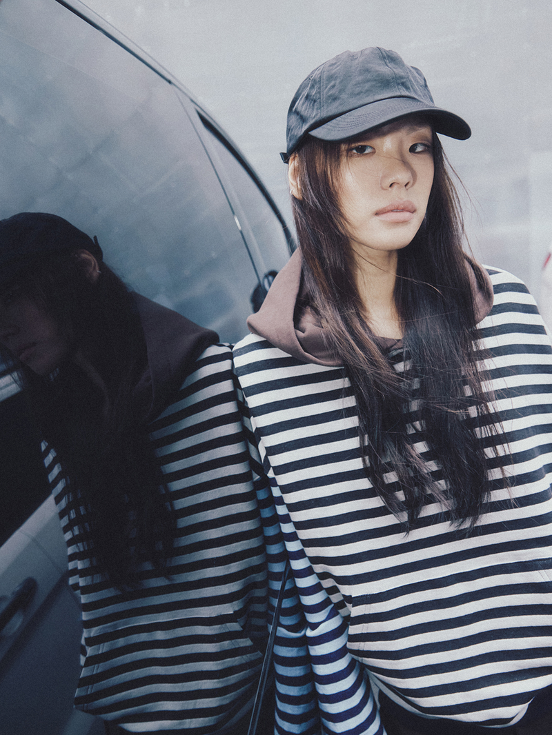 Colorblock Hoodie Indigo Stripe