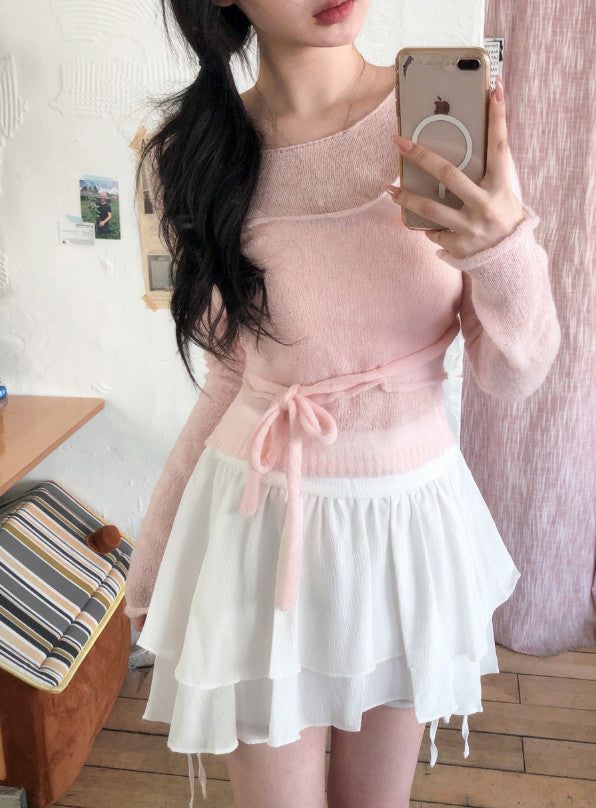 SHOPPERLAND(ショッパーランド)の「See-through Bustier Layered Strap Wool Knit (5color)(Tops)」