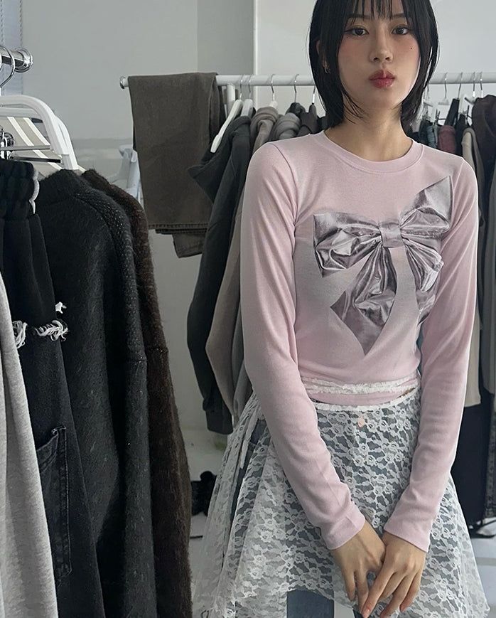 グリッターリボンプリンティドTシャツ