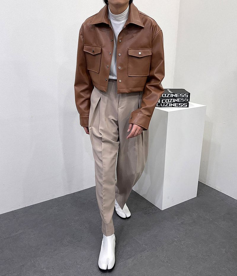 MO French Leather Cropped Jacket (2 colors)