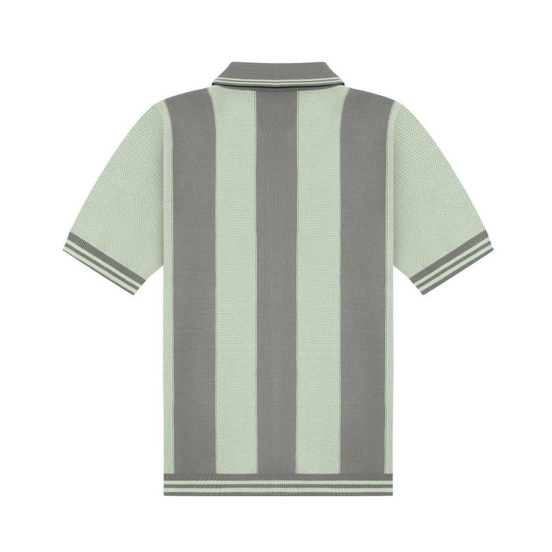 DVRK PRIVÉ STRIPED PATTERN POINTELLE KNITTED SHIRT - GREY
