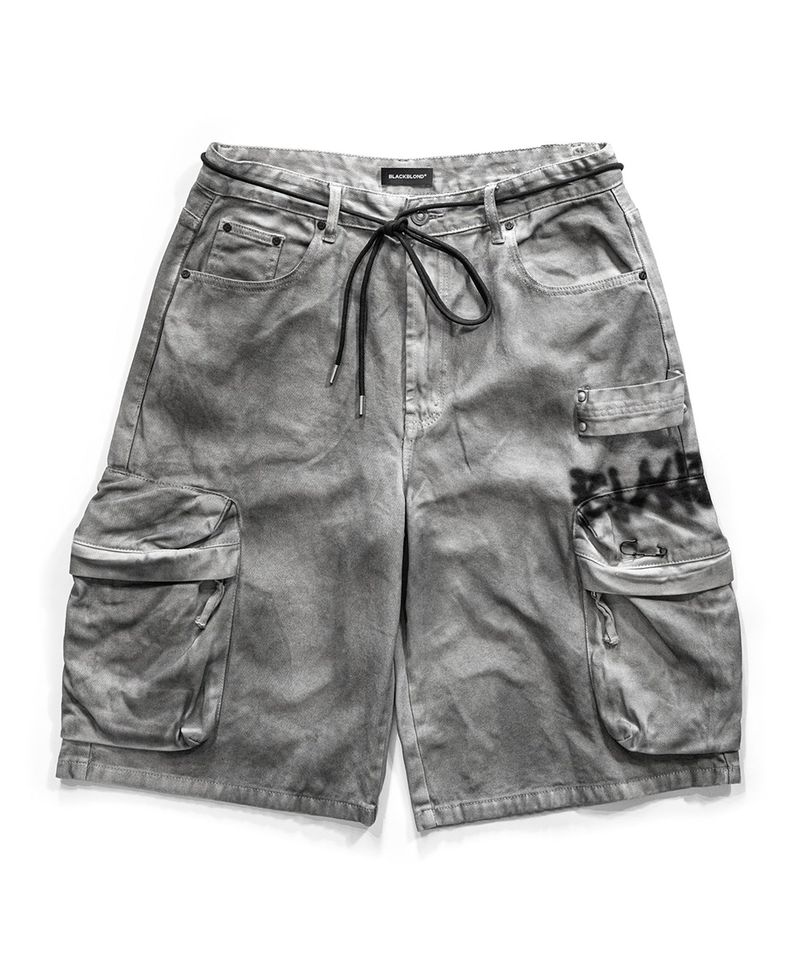 BLACKBLOND（ブラックブロンド）の「BBD Graffiti Logo Dirty Washing Cargo Shorts (Vintage Gray)（Pants）」