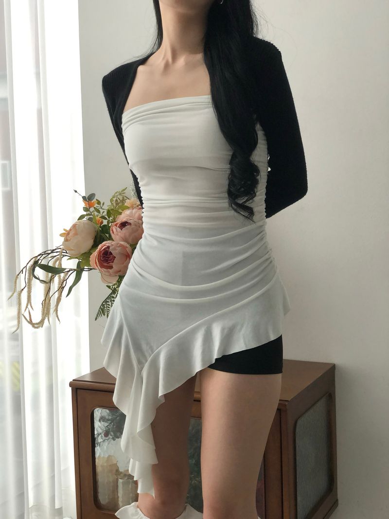 Frill Unbal Mini-dress