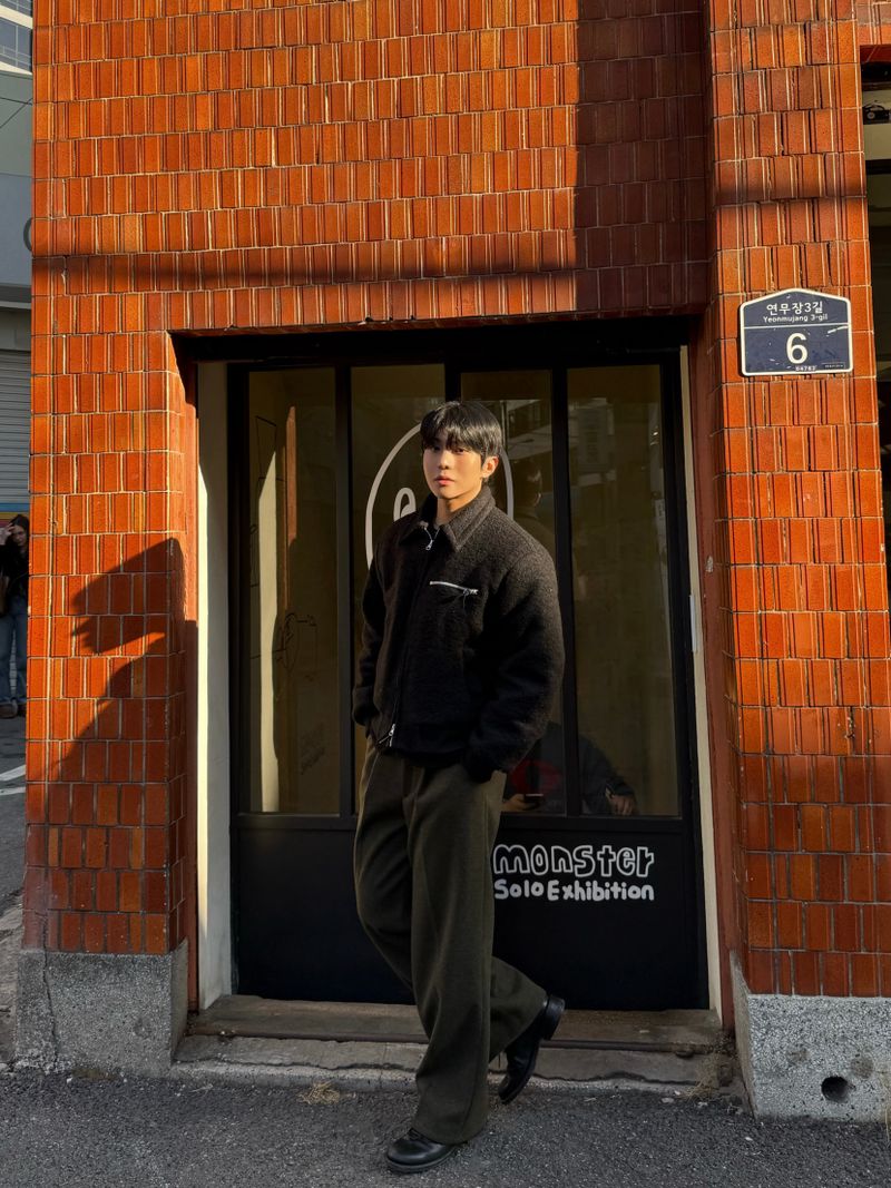 City wool one tuck wide pants