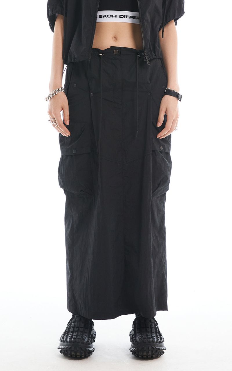CARGO MAXI SKIRT_BLACK