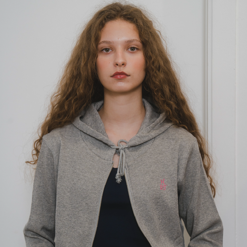 Waffle Hoodie Zipup (GREY)