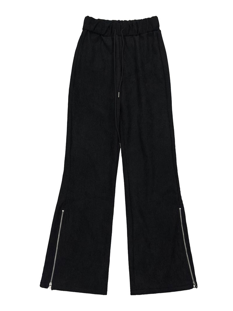ribbed zip bootcut banding pants