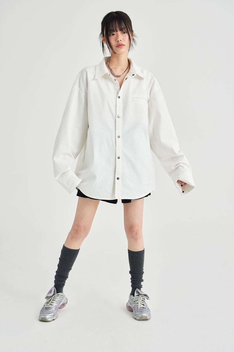 TYPO EMBROIDERY SHIRTS [WHITE]