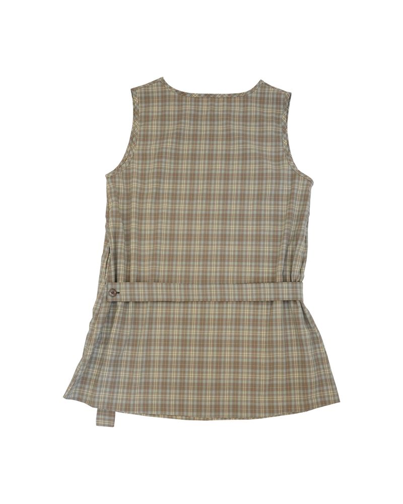 check button dress / brown