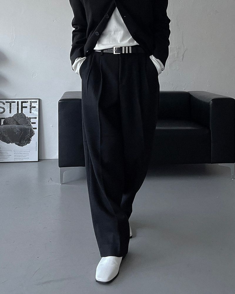 CR Youth shuffle two-tuck wool wide pants (3 colors)