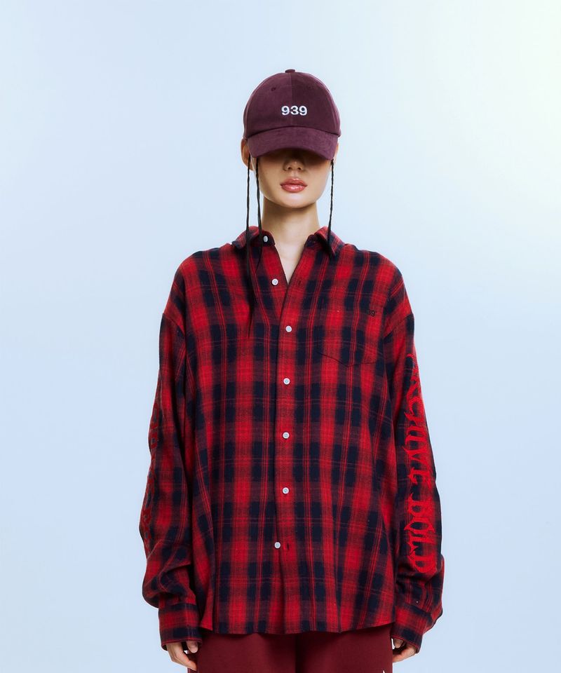 ARCHIVE BOLD（アーカイブボールド）の「AB EMBROIDERY CHECK SHIRTS (RED)（Tops）」